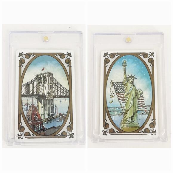 TIFFANY & Co Playing Card Brooklyn Bridge Statue of Liberty 80s Collectors COA - Picture 1 of 8